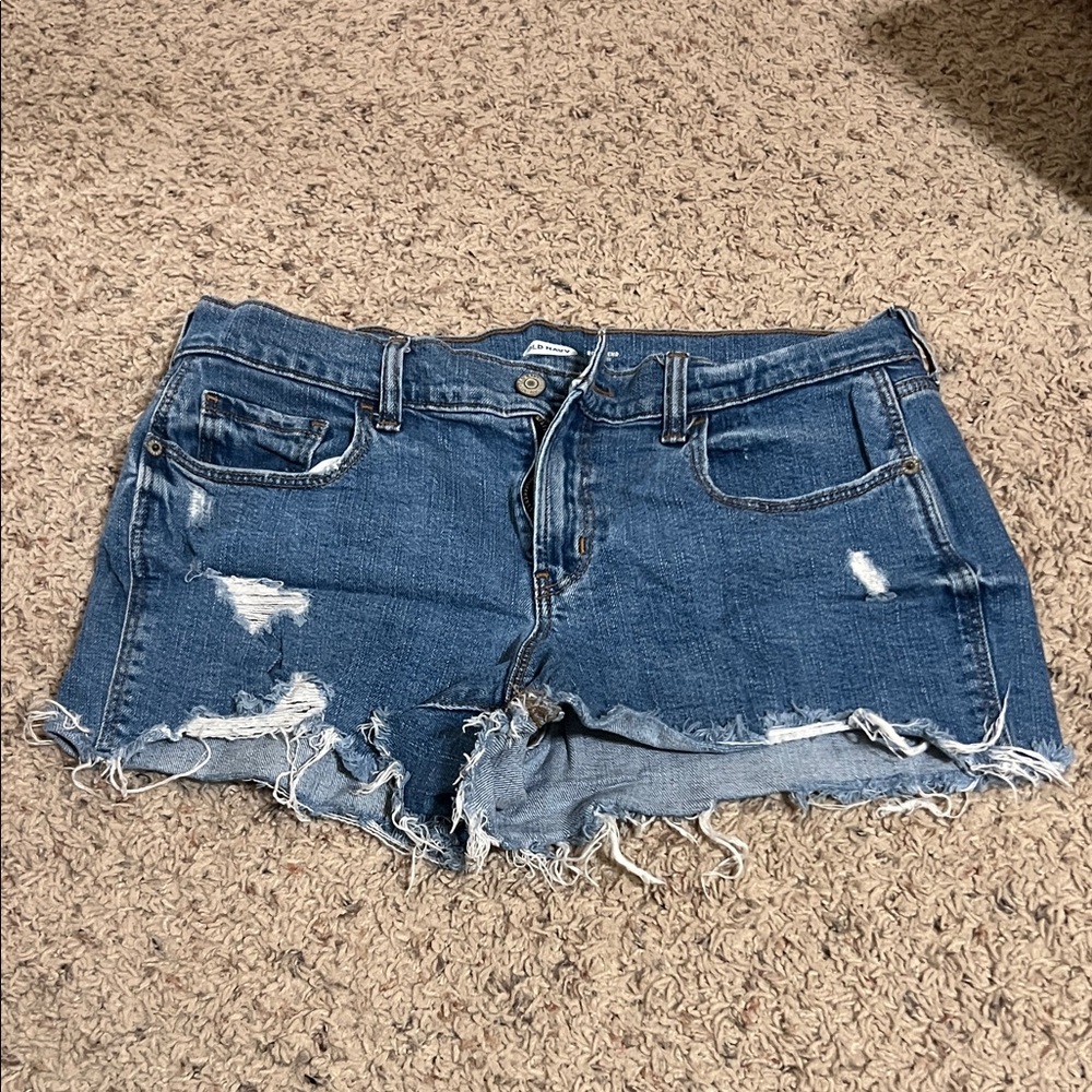 Old Navy Blue Distressed Jean Shorts